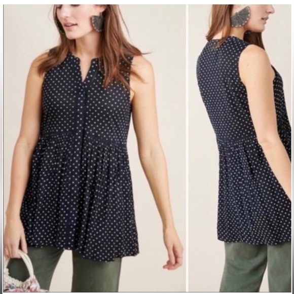 Anthropologie Tops - ⭐️ Anthropologie Navy Nia Sleeveless Tunic Tank Top MEDIUM
